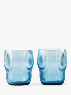 pols potten Pum Ribbed Glass Tumbler, Set of 2, 250ml, Blue, Blue