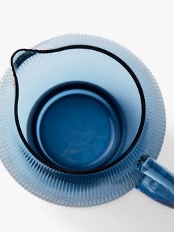 pols potten Pum Ribbed Glass Pitcher, 2L, Blue - view 2, Blue
