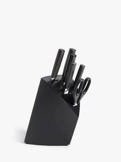 John Lewis Professional Filled Knife Block & Knife Set, 6 Piece, Black