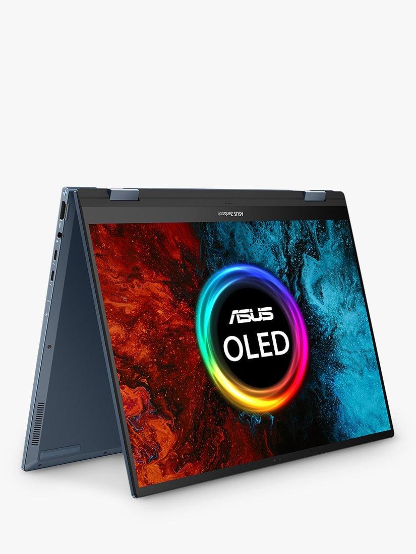 Asus ZenBook 14 Flip Convertible Laptop, Intel Core i7 Processor, 16GB RAM, 512GB SSD, 14" OLED 2.8K Touchscreen, Blue