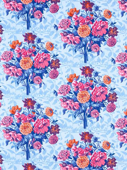 Harlequin x Sophie Robinson Dahlia Bunch Made to Measure Curtains or Roman Blind, Lapis/Carnelian/Spinel, Lapis/Carnelian/Spinel