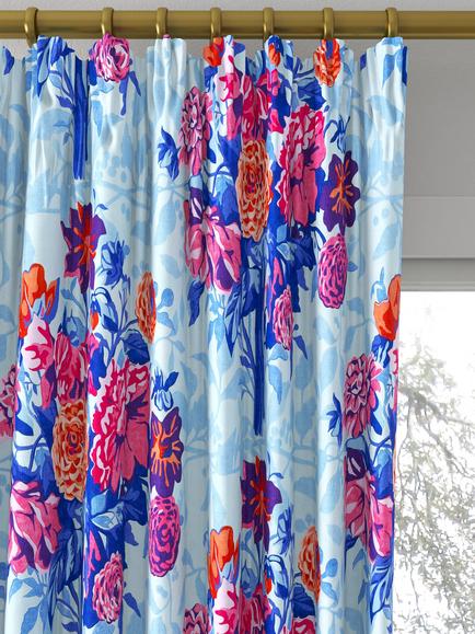 Harlequin x Sophie Robinson Dahlia Bunch Made to Measure Curtains or Roman Blind, Lapis/Carnelian/Spinel - view 2, Lapis/Carnelian/Spinel