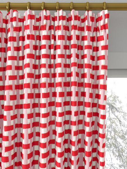 Harlequin x Sophie Robinson Basket Weave Made to Measure Curtains or Roman Blind, Coral/Rose - view 2, Coral/Rose