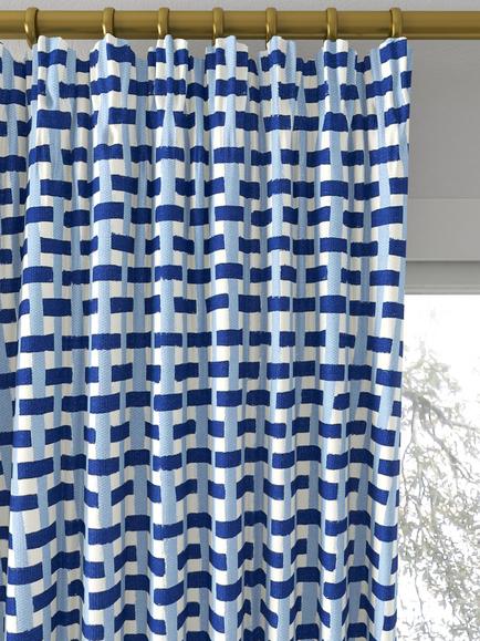 Harlequin x Sophie Robinson Basket Weave Made to Measure Curtains or Roman Blind, Lapis/Sky - view 2, Lapis/Sky
