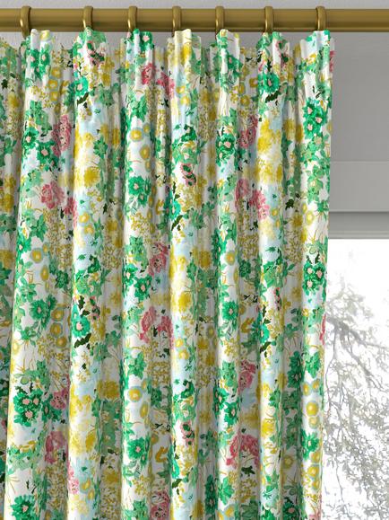 Harlequin x Sophie Robinson Wildflower Meadow Made to Measure Curtains or Roman Blind, Rose/Emerald/Peridot - view 2, Rose/Emerald/Peridot