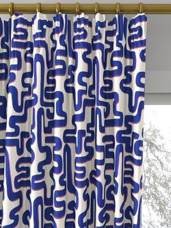 Harlequin x Sophie Robinson Meander Leaf Made to Measure Curtains or Roman Blind, Lapis/Spinel - view 2, Lapis/Spinel