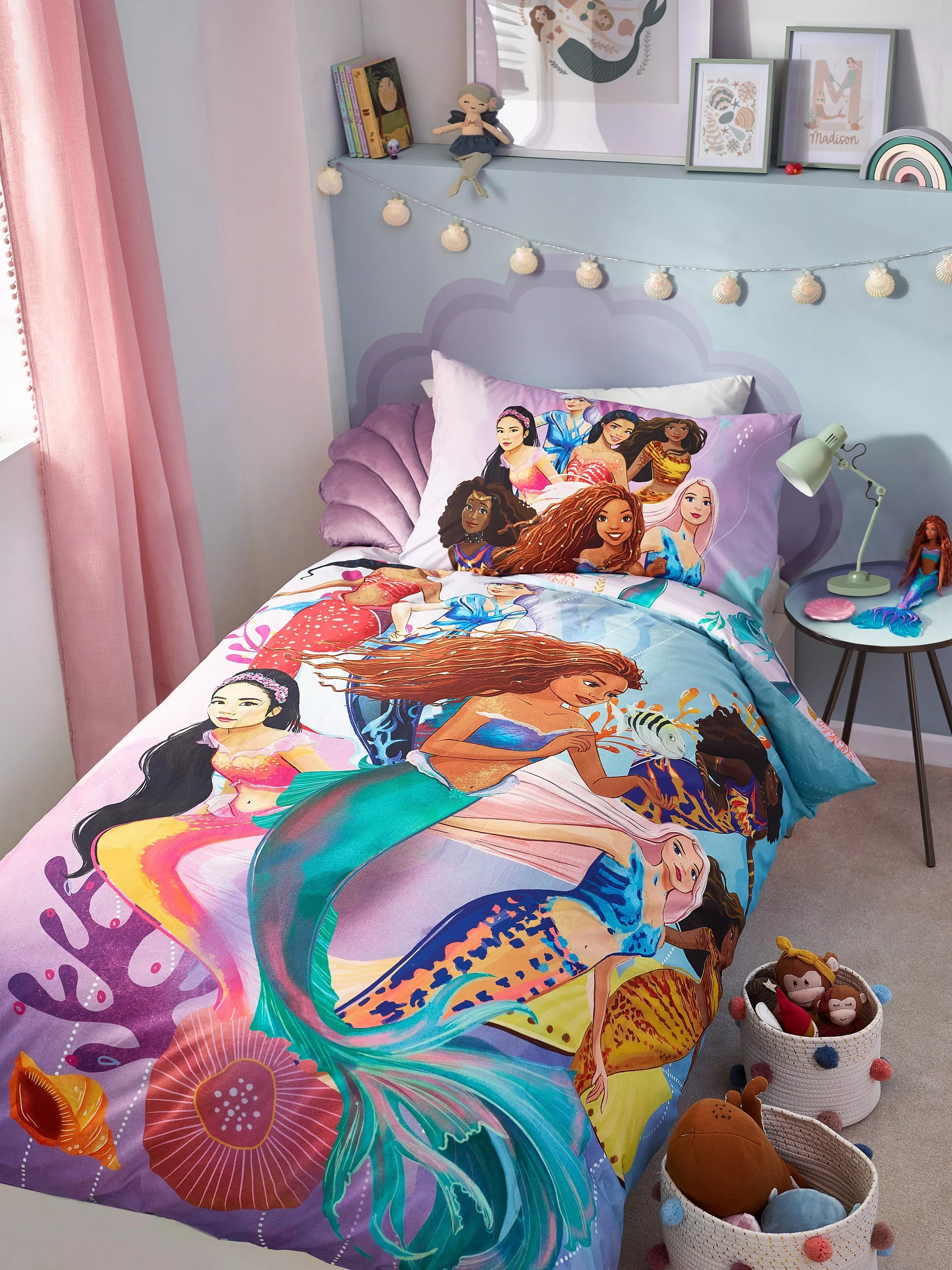 Disney The Little Mermaid Reversible Pure Cotton Duvet Cover and Pillowcase Set Single Set