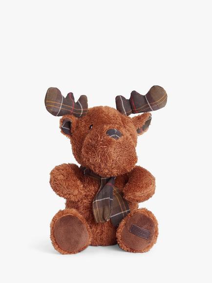 Barbour Tartan Squeaky Reindeer Dog Toy, Brown, Brown