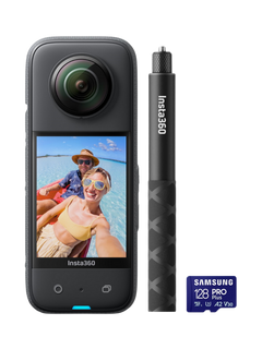 Іnѕtа360 X3 Action Camera, 5.7K, 48MP, 360° Recording, Bundle with Invisible Selfie Stick & 128GB Memory Card