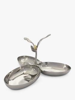 Culinary Concepts Stainless Steel 3-Tray Olive Serving Dish, Silver