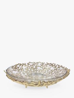 Culinary Concepts Coral Metal Basket & Glass Bowl, 32cm, Gold, Gold