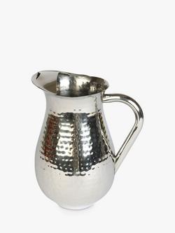 Culinary Concepts Hammered Stainless Steel Tall Jug, 2L, Silver