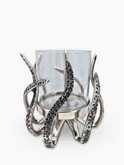 Culinary Concepts Mini Octopus Glass Lantern, Silver/Clear, Silver/Clear