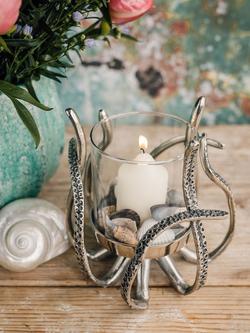 Culinary Concepts Mini Octopus Glass Lantern, Silver/Clear - view 2, Silver/Clear