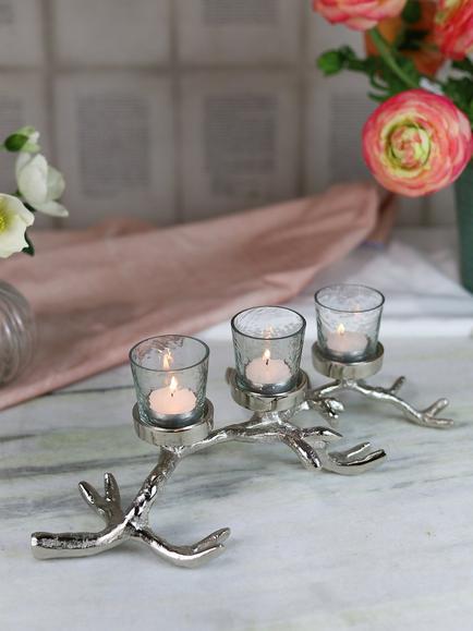 Culinary Concepts Metal Branch Tealight Holder, Silver - view 2, Silver