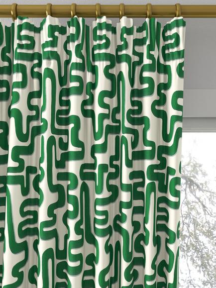 Harlequin x Sophie Robinson Meander Made to Measure Curtains or Roman Blind, Emerald/Aquamarine - view 2, Emerald/Aquamarine