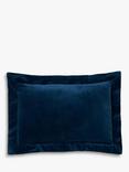 Truly Flanged Velvet Lombard Cushion, Blue