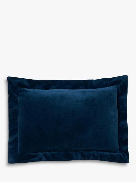 Truly Flanged Velvet Lombard Cushion, Blue