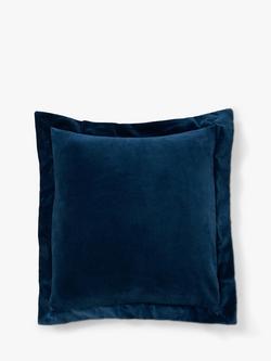 Truly Flanged Square Velvet Cushion, Blue