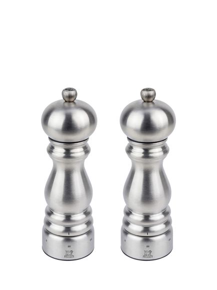 Peugeot Paris Chef u'Select Manual Adjustable Stainless Steel Salt & Pepper Mills, 18cm, Silver, Silver