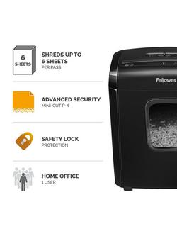 Fellowes Powershred 6M Mini-Cut Shredder, 13L - view 2, Black