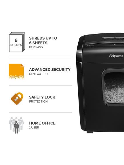 Fellowes Powershred 6M Mini-Cut Shredder, 13L - view 2, Black