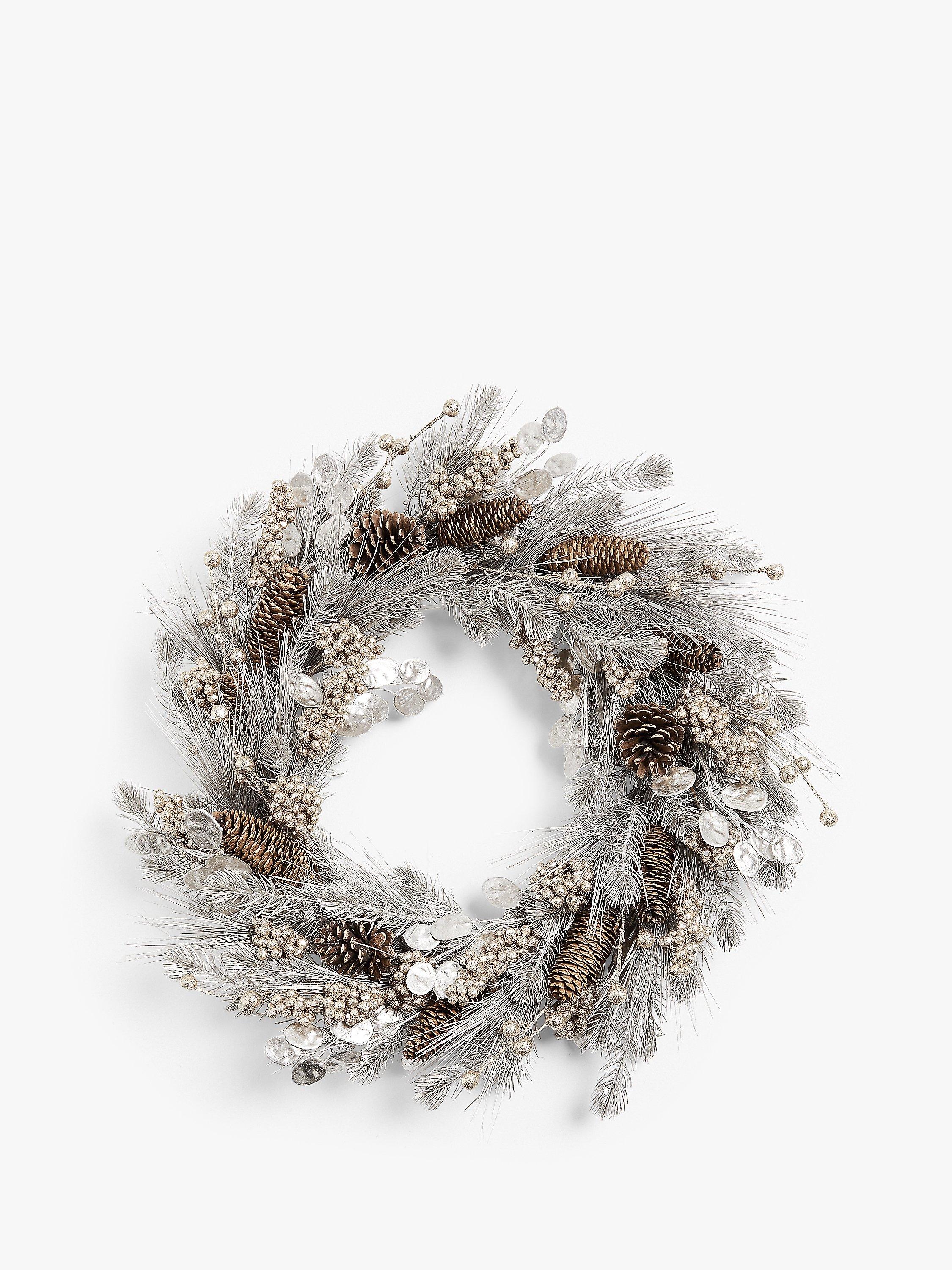 John Lewis Pine Cone and Berry Wreath, Champagne