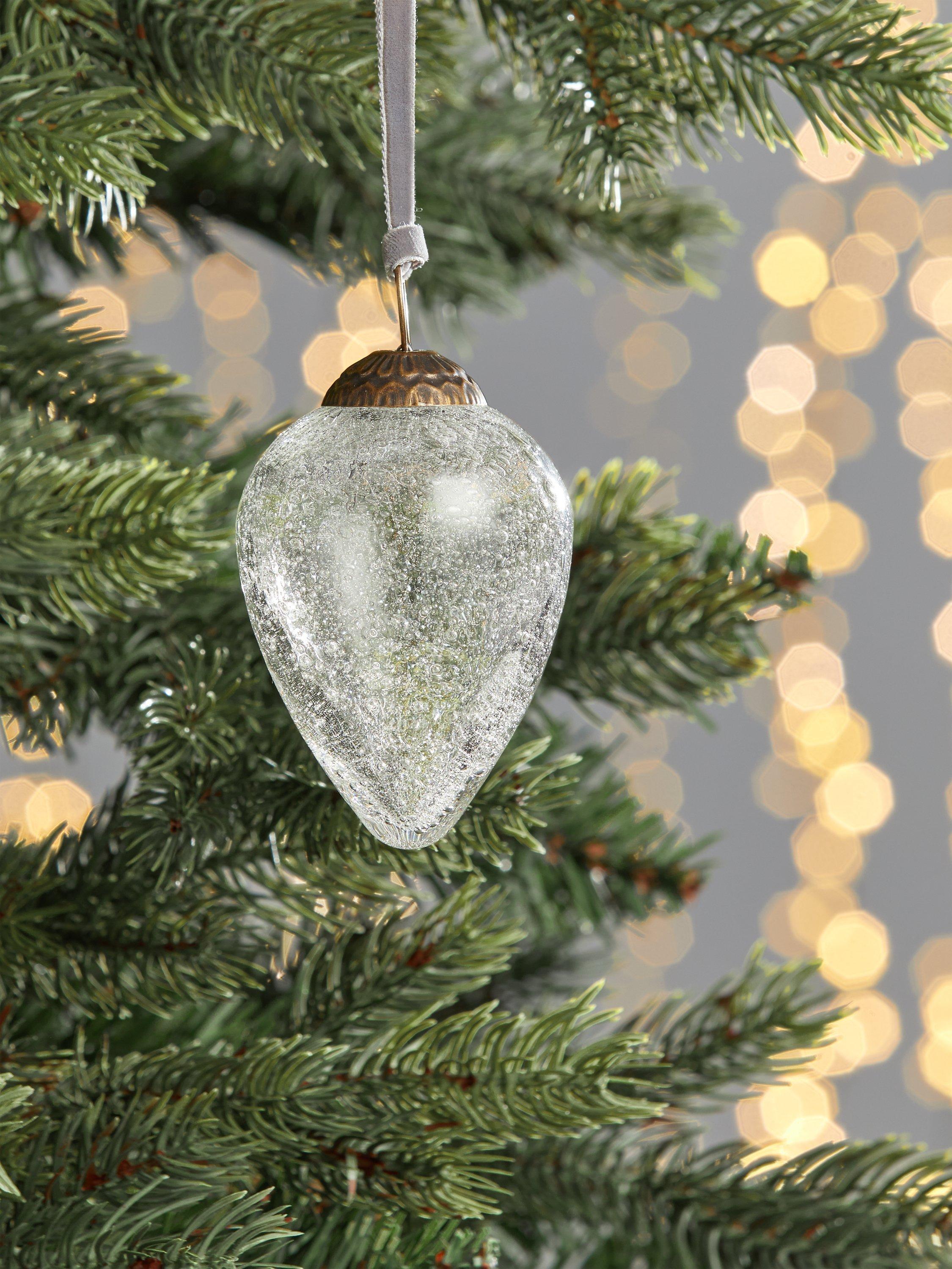 Nkuku Bubble Drop Glass Bauble, Clear