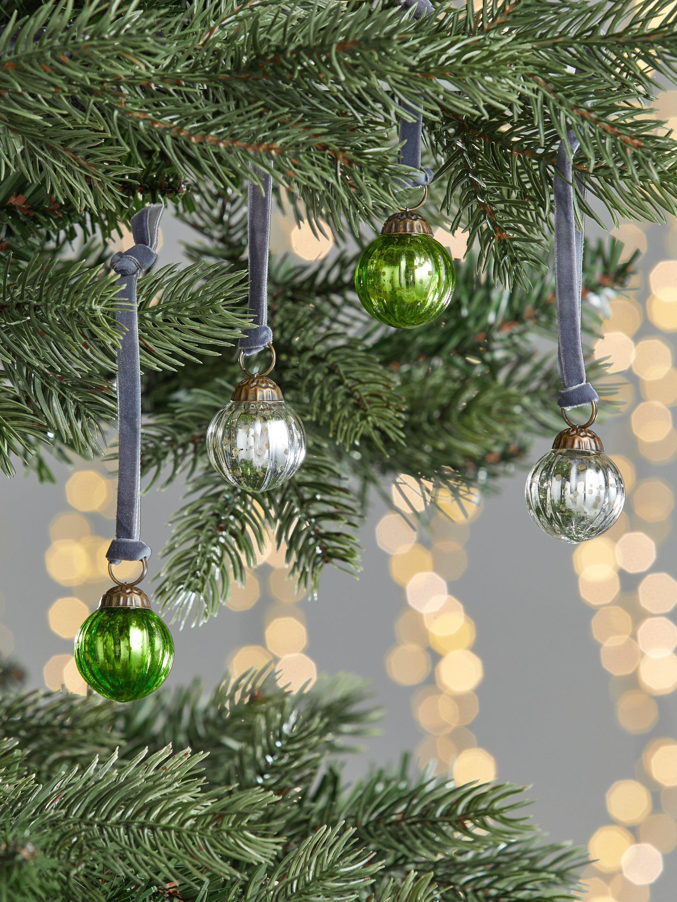 Nkuku Dew Drop Mini Glass Baubles, Box of 12