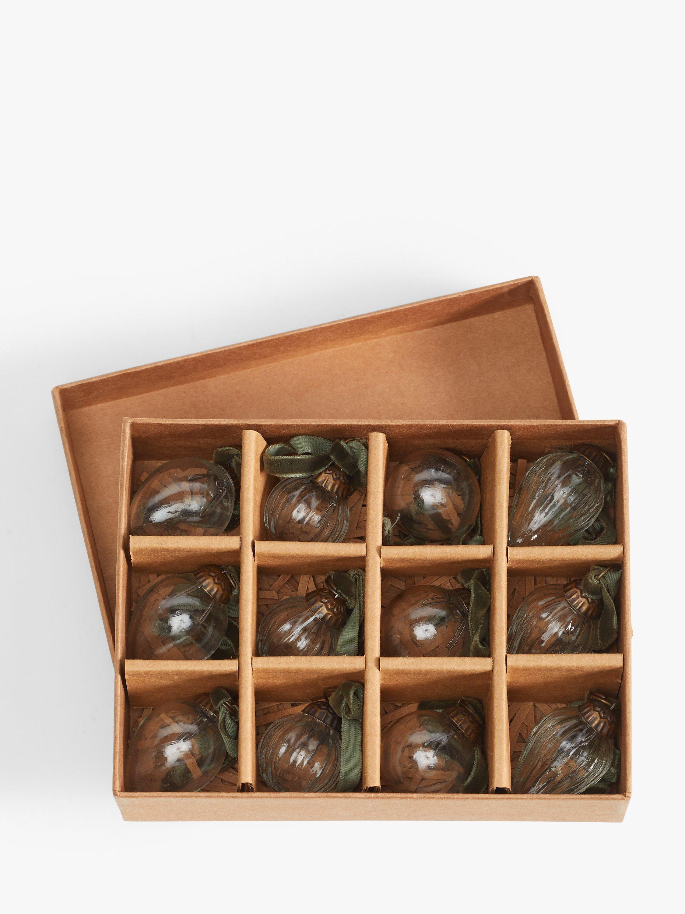Nkuku Dew Drop Mini Glass Baubles, Box of 12, Clear