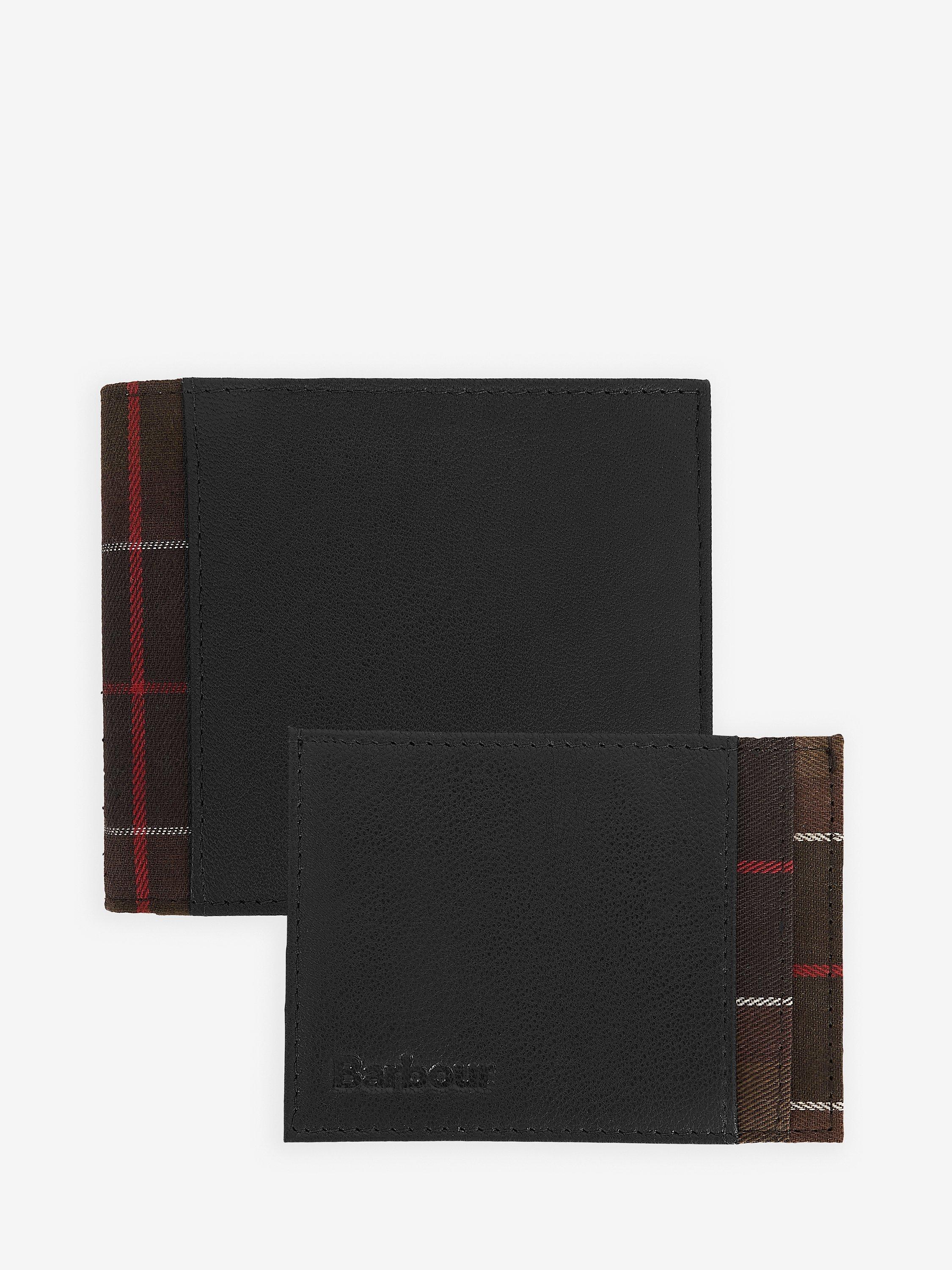 Barbour Wallet Card Holder Gift Set, Black/Classic Tartan - Main Image