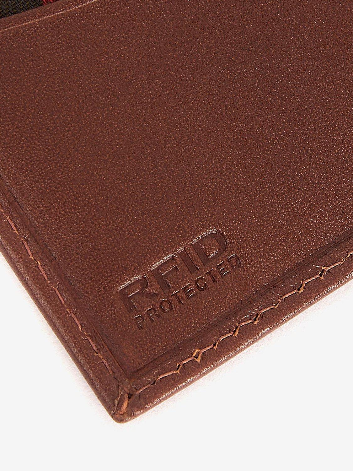 Product image 5 of 5, which shows Barbour Colwell Billfold Leather Wallet, Chestnut/Tartan