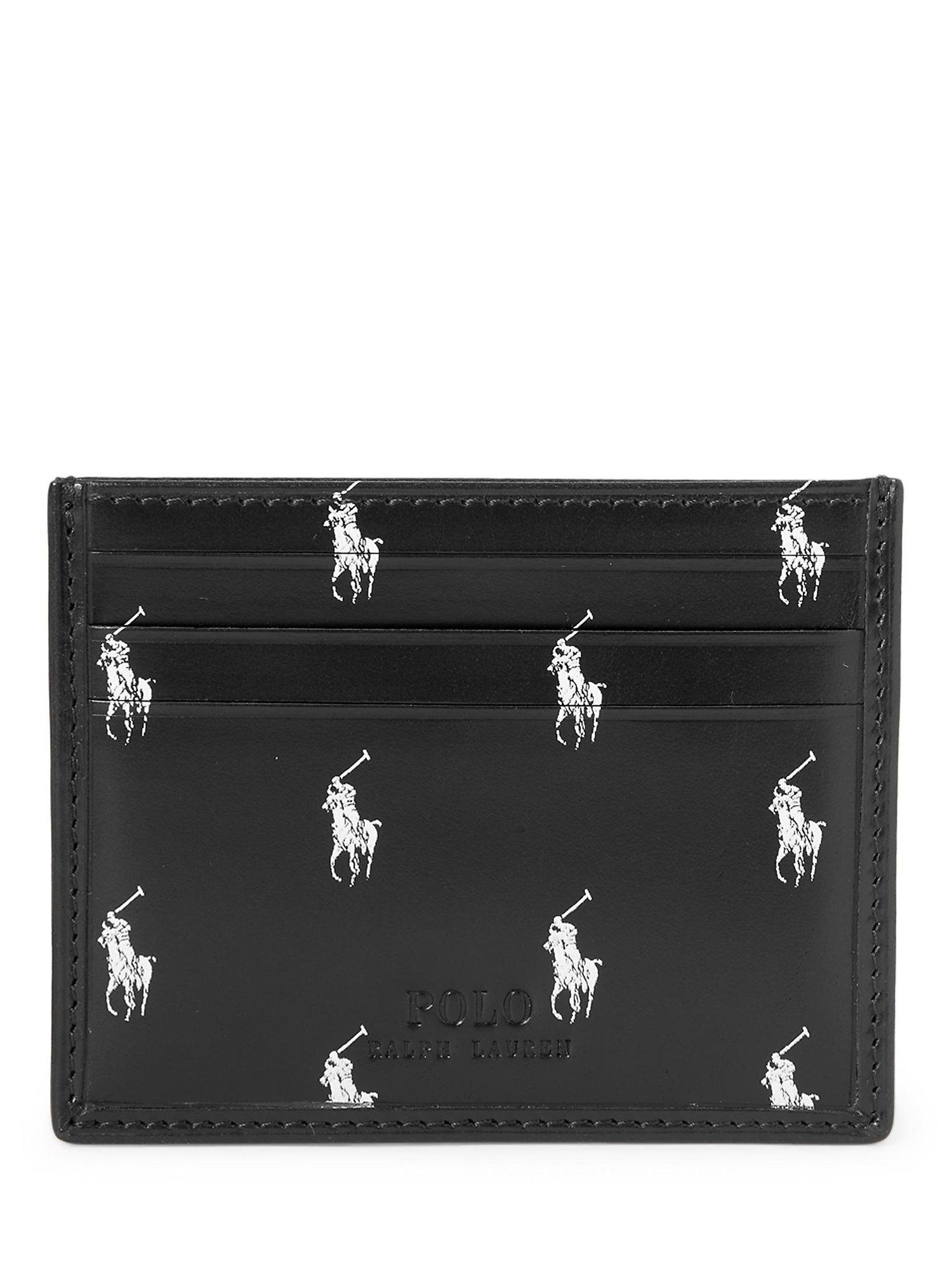 Polo Ralph Lauren Internal Pony Leather Card Case Wallet, Black