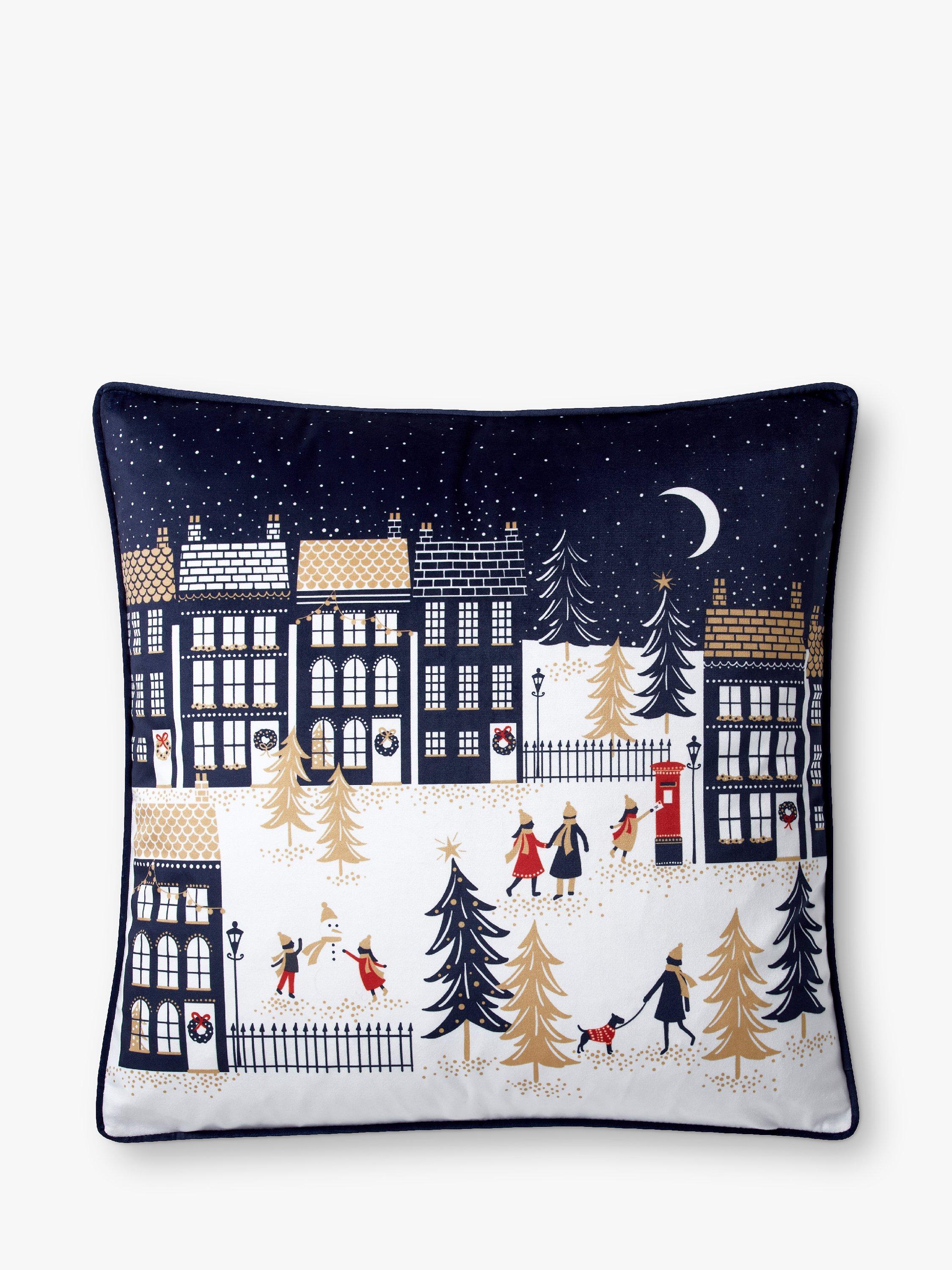 Sara Miller Winter Rooftops Cushion, Navy