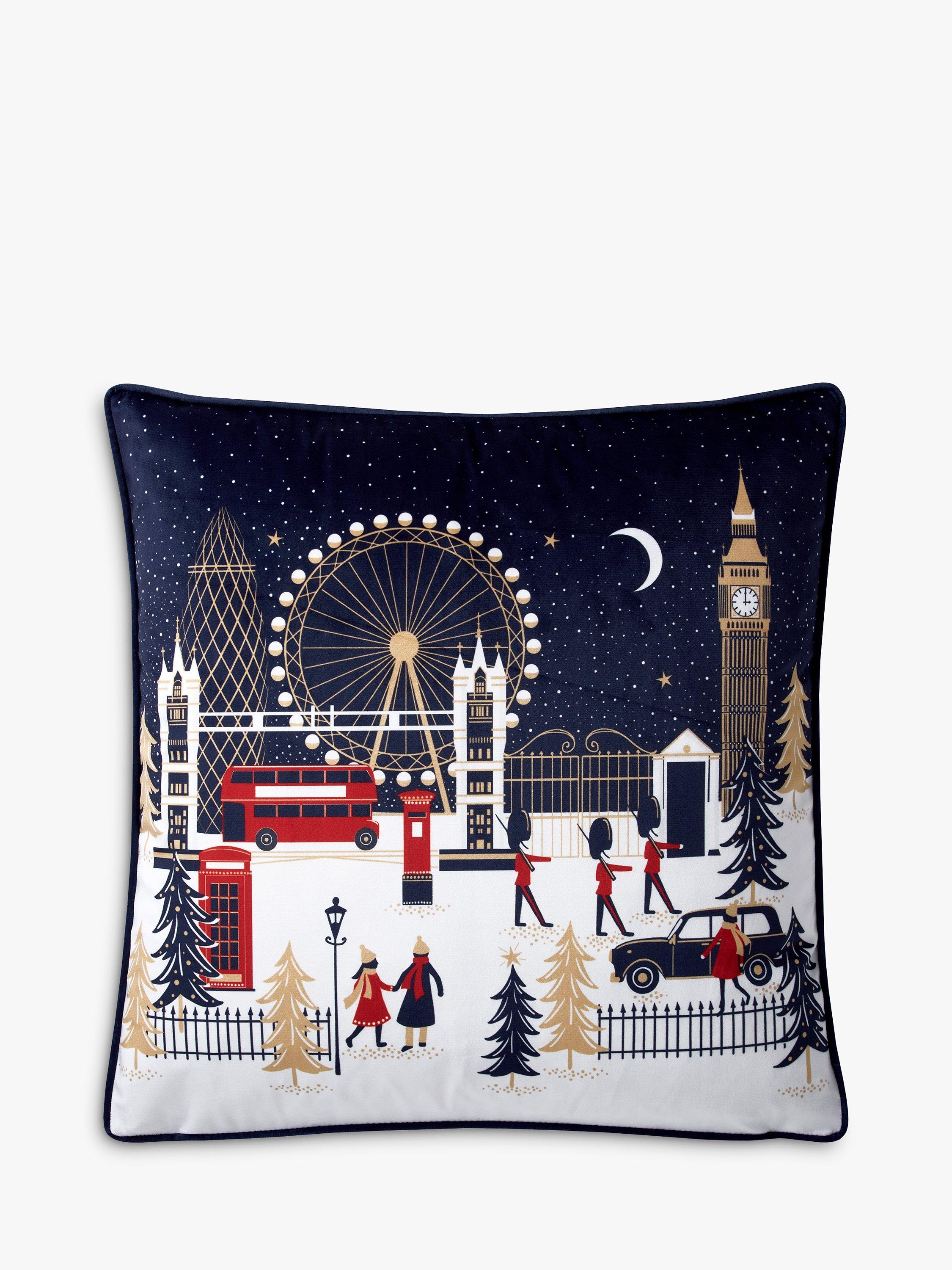 Sara Miller Festive London Cushion, Navy