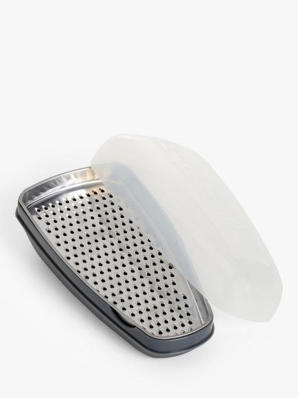 John Lewis Stainless Steel Parmesan Grater & Container - view 2, Grey/White