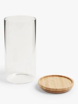 John Lewis Glass Storage Jar with Bamboo Lid, 1L - view 2, Clear