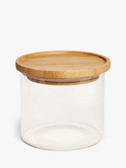 John Lewis Glass Storage Jar with Bamboo Lid, 450ml, Clear
