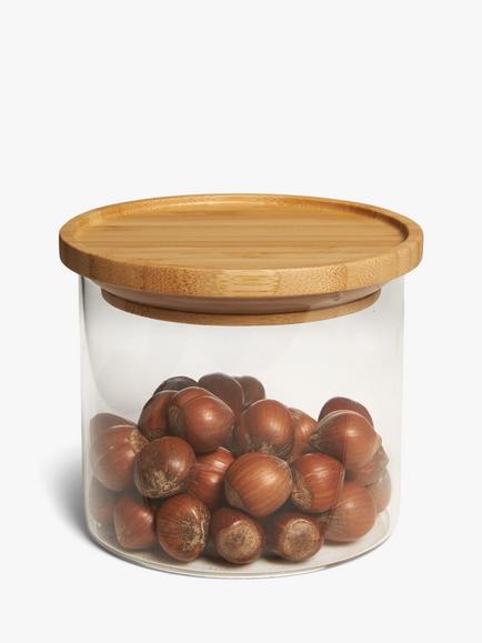 John Lewis Glass Storage Jar with Bamboo Lid, 450ml - view 2, Clear