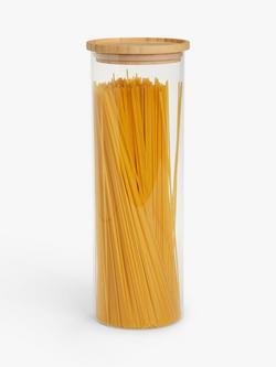 John Lewis Tall Glass Storage Jar with Bamboo Lid, 1.6L - view 2, Clear