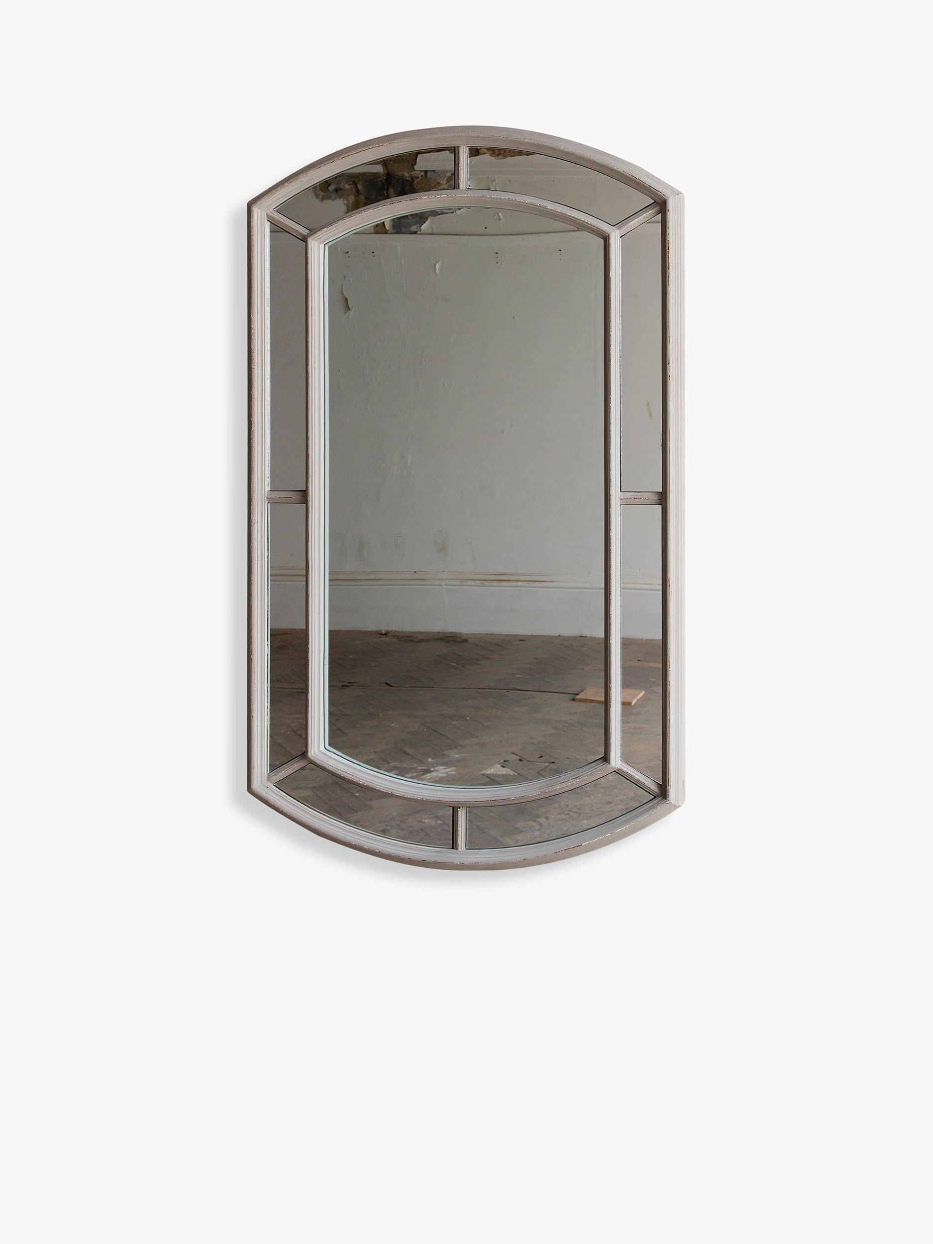 One.World Wilton Curved Panel Wood Frame Wall Mirror, 130 x 80cm, Grey