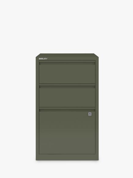 Bisley 3 Drawer Home Filer, Olive Green