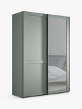 John Lewis Marlow 150cm Mirrored Sliding Door Wardrobe, Sage Green