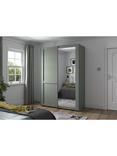 John Lewis Marlow 150cm Mirrored Sliding Door Wardrobe, Sage Green