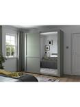 John Lewis Marlow 200cm Mirrored Sliding Door Wardrobe, Sage Green