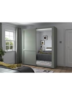 John Lewis Marlow 200cm Mirrored Sliding Door Wardrobe - view 2, Sage Green