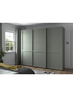John Lewis Marlow 250cm Sliding Door Wardrobe - view 2, Sage Green