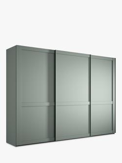 John Lewis Marlow 300cm Sliding Door Wardrobe, Sage Green