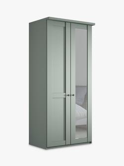 John Lewis Marlow 100cm Hinged Wardrobe with Right Mirror, Sage Green