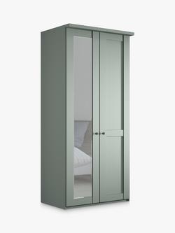 John Lewis Marlow 100cm Hinged Wardrobe with Left Mirror, Sage Green